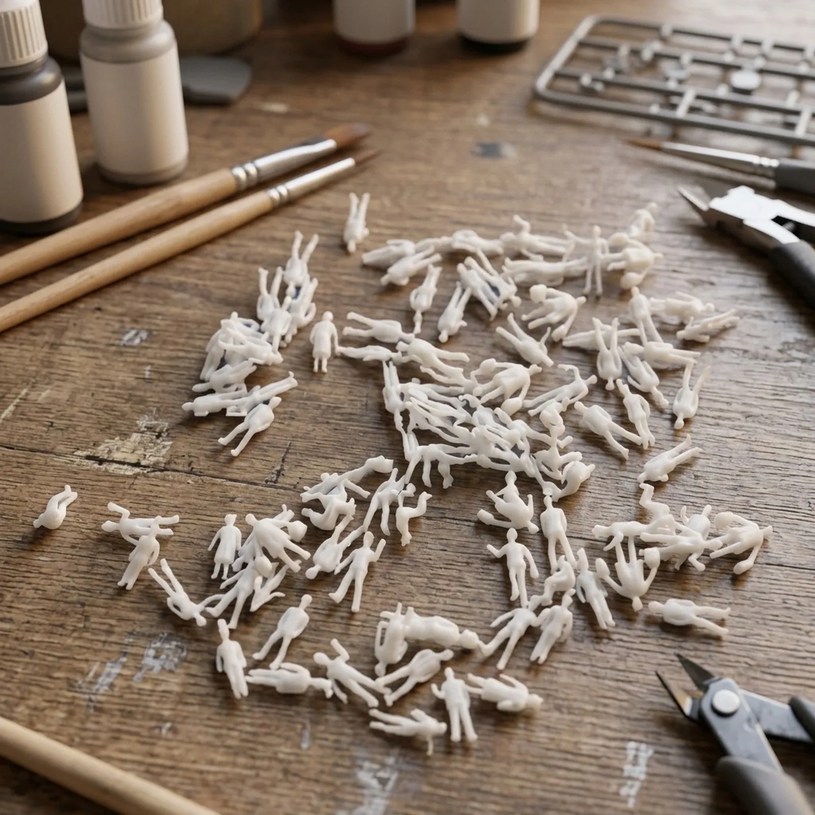 Plastic Scale Model Miniature White Figures Replacement Unpainted White Colour White Model Figures 1:50 Scale 36mm 50* 50X 50pcs