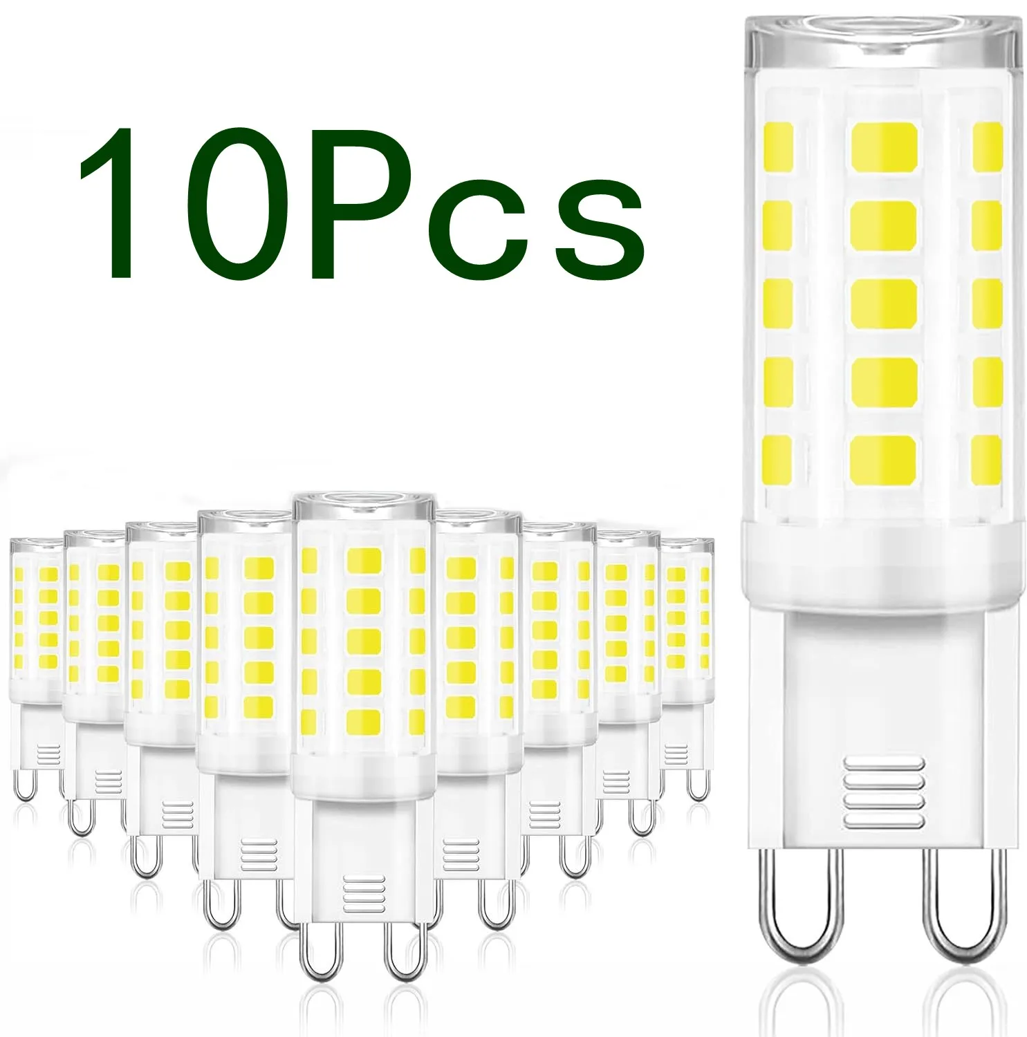 10 Uds. Bombillas LED G9 de 5W, bombillas Base G9 regulables para candelabros, reemplaza la lámpara halógena de 50W CA 220V, iluminación del hogar sin parpadeo