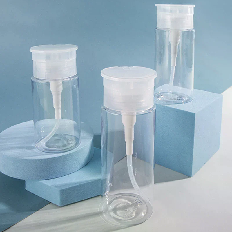 Bouteille rechargeable de voyage Portable 100/150/200ml, vide en plastique, dissolvant de vernis à ongles, liquide d'alcool, bouteille distributrice de pompage