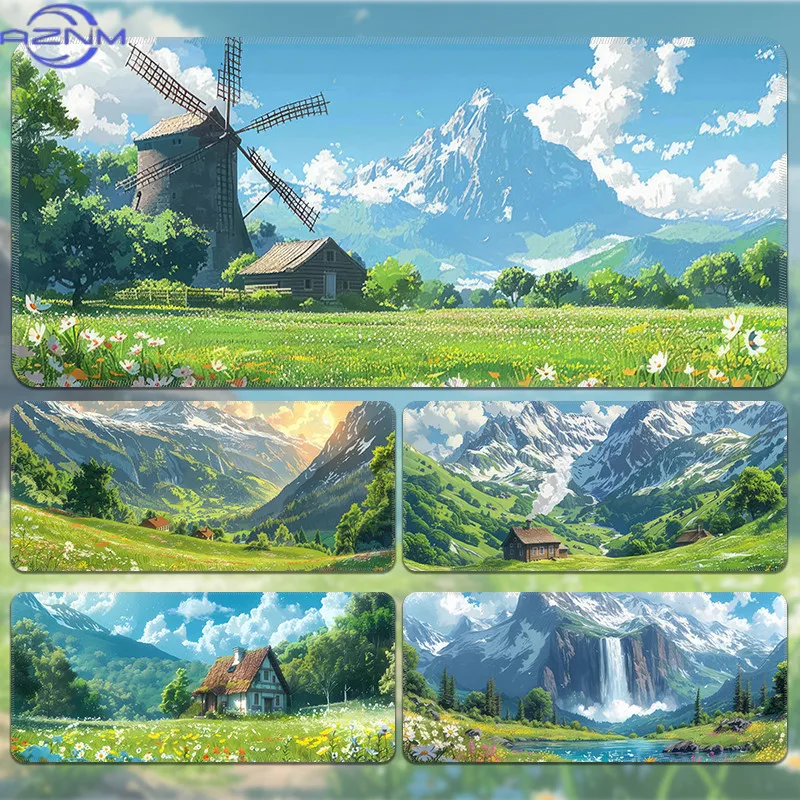 Large Anime Mouse Pad Landscape Custom Game Mousepad Summer Scenery Computer Keyboard Desk Mat