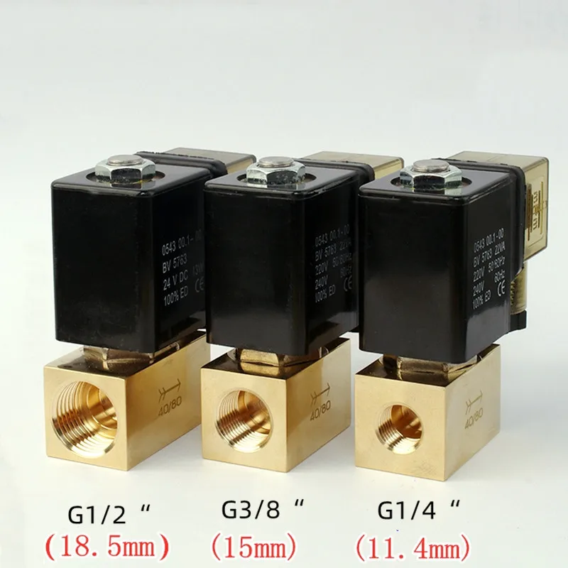 80bar High Pressure Solenoid Valve 2 Way 1/4 3/8 1/2 BSP 12V 24V DC AC220V Normal Close JT22-02 Direct Acting Brass Valve