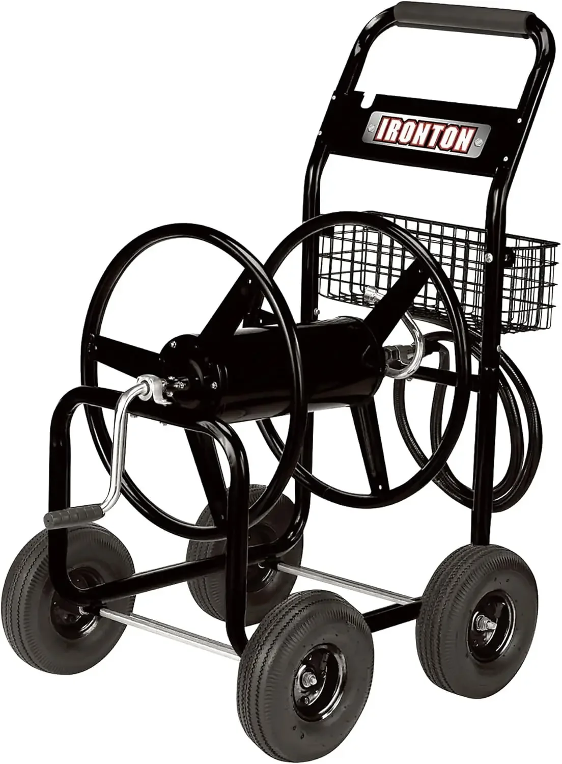 Steel Hose Reel Yard and Garden Cart, Holds up to 5/8in. x 300ft. Garden Hose, Easy-Rolling 10in. Pneumatic