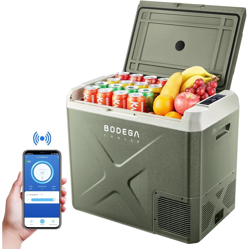 12 Volt Car Refrigerator, Car Fridge WIFI APP Control, 53Quart RV Electric Cooler, -4℉-68℉ Freezer 12/24V DC 100-240 Volt AC