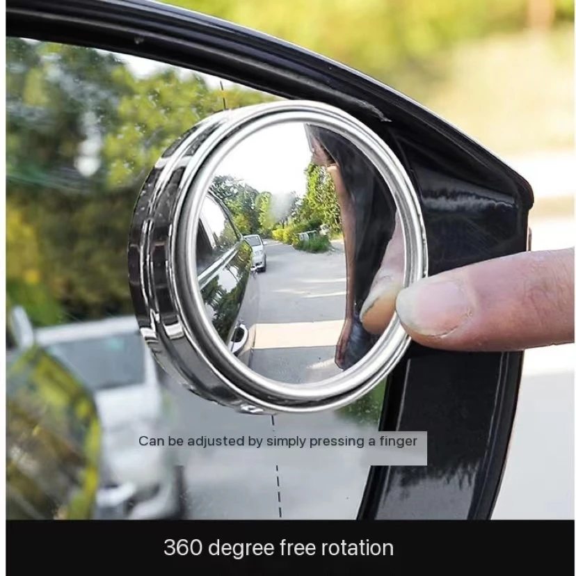 2Pcs 360 Degree Adjustable Blind Spot Mirror Car Auxiliary Rearview Convex Mirror Round Frame Wide Angle Mirrors for Car Reverse 