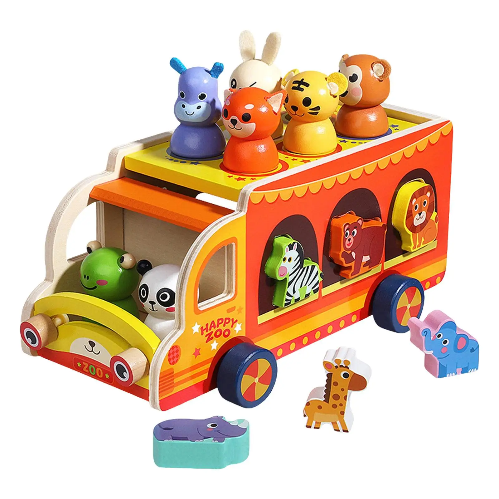 Animal Shape Sorting Truck Toy Educational Sorter Car Toys for Hand Eye Coordination Imagination Fine Motor Creativity Focus