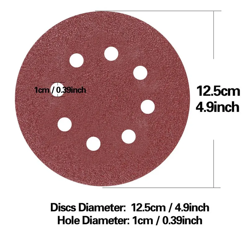 10pcs 5Inch 125mm Round Sandpaper Eight Hole Disk Sand Sheets Grit 40-2000 Hook and Loop Sanding Disc Polish