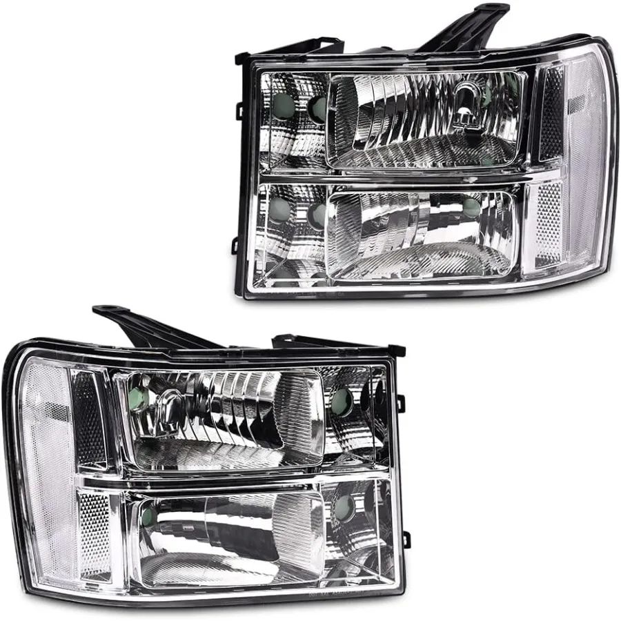 

Фара в сборе, совместимая с GMC Sierra 1500 2007-2013, подходит для фар GMC Sierra 2500HD 3500HD 07-14 с прозрачными линзами, хром