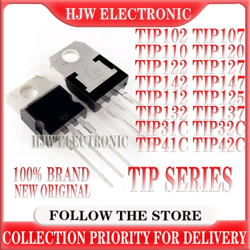 10pcs Tip102 Tip122 Tip127 Transistor Tip142t Tip147t Tip110 Tip112 Tip125 Tip132 Tip137 Tip107 To-220 Tip31c Tip32 Tip41 Tip42c