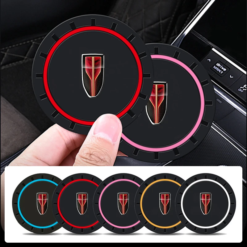 2 PCS Car Leather Coasters Non-Slip Coasters Silicone Coasters Car Bottle Cage Liners For Hongqi HS5 H5 H9 E-QH5 HS7 E-HS9 H7