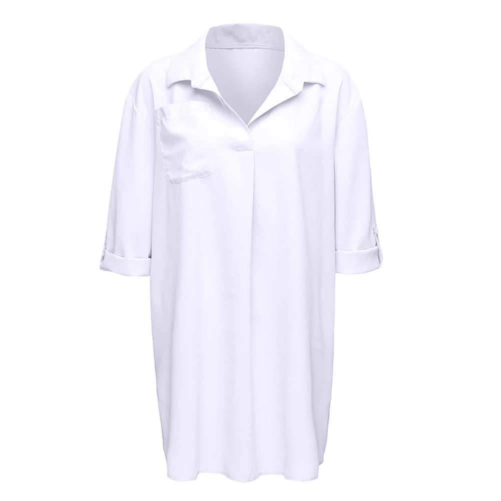 Dress Shirts Beach Holiday Casual Chiffon Comfortable Cover Up Deep Fashion Flexible Regular Solid Sun Protection