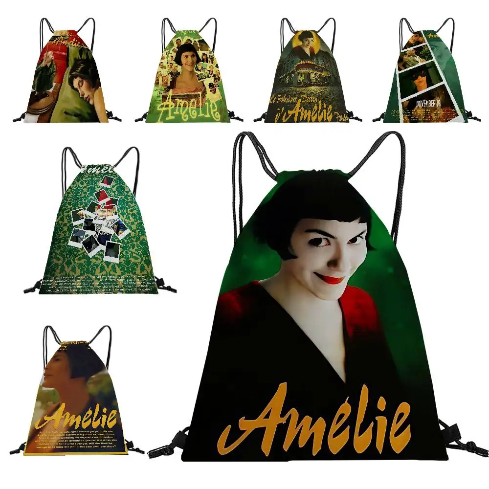 Amelie Classic Movie Anime, bolsa de almacenamiento para zapatos impresa de alta calidad, mochila escolar para mujer, bolsillo con cordón, informal