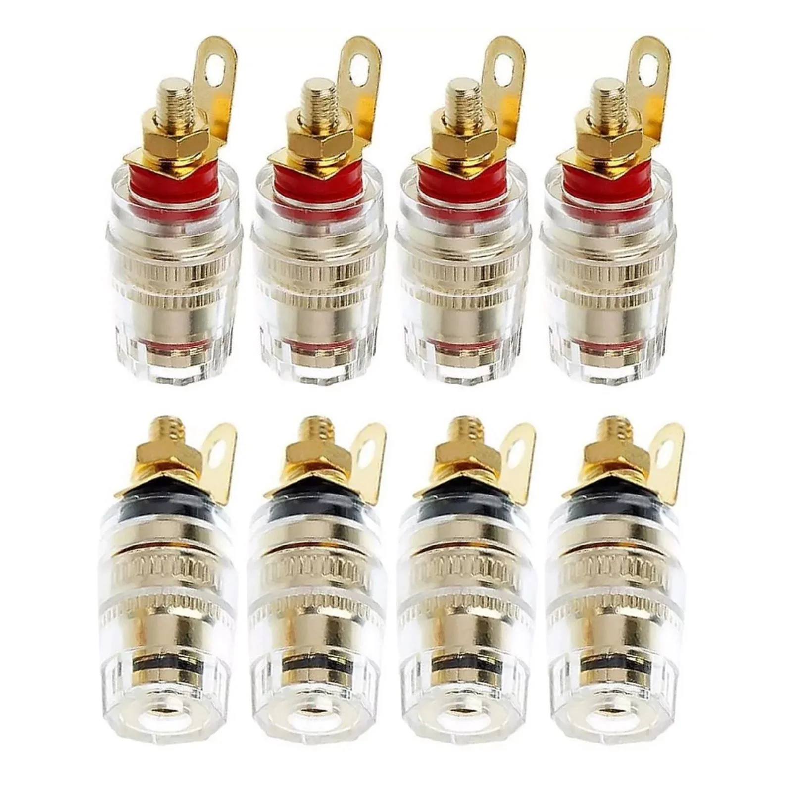 8Pcs 4mm Banana Plug Connector Audio Jack Socket 4mm Binding Post For Amplifier Speaker Terminal Board Gold Plated Adapter Plugs