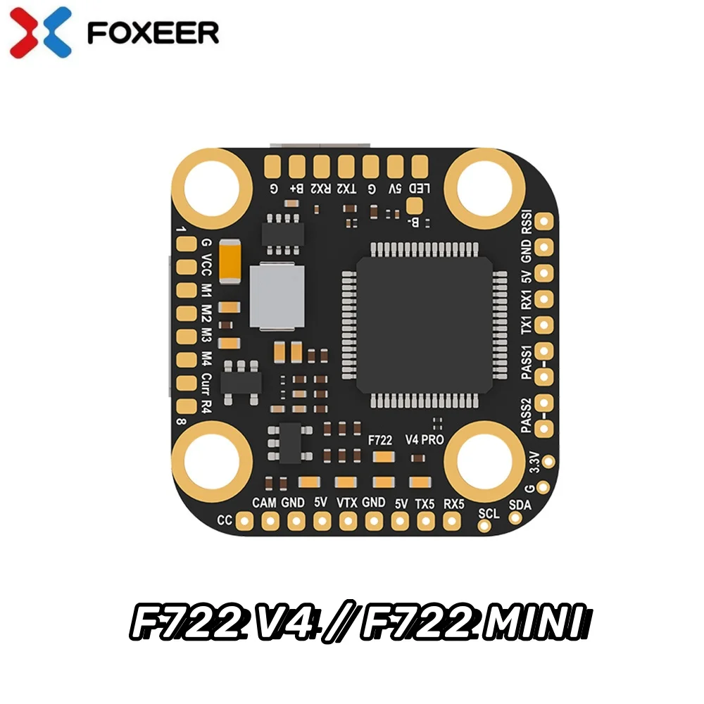 

Foxeer F722 V4 Mini/F722 V4 Mini Pro 3-6S Flight Controller STM32F722RET6 CPU Built-in16M Flash Memory 5V/3A BEC OSD for Drone