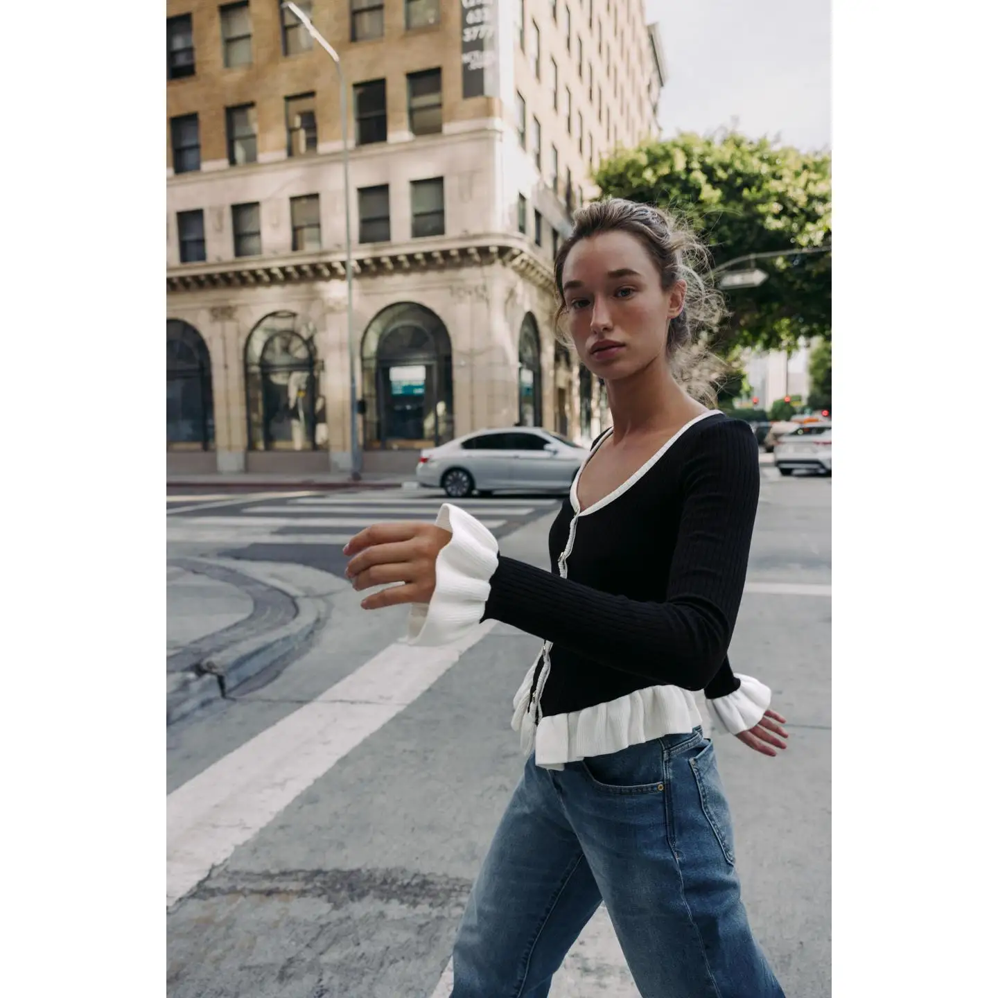 

Long Sve V Ne Metal Button Closure Decorative Layered Coat Women's Faion Outerwear Winter Collection Other Sle