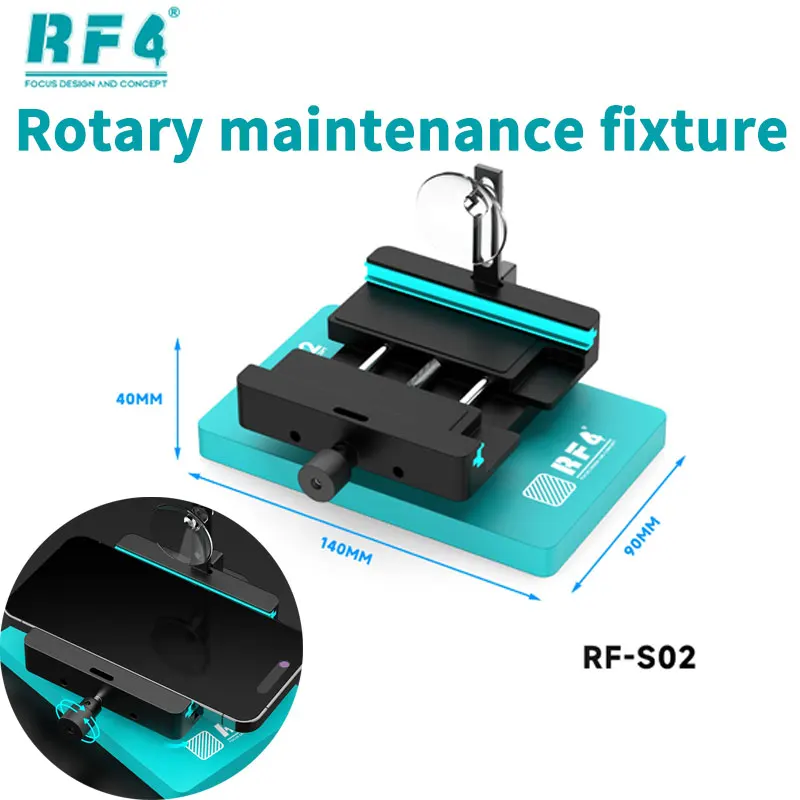 

RF4 RF-SO2 Многофункциональное вращающееся ремонтное приспособление с подушечками и слотом для камеры, зажимом для экрана для ремонта телефона