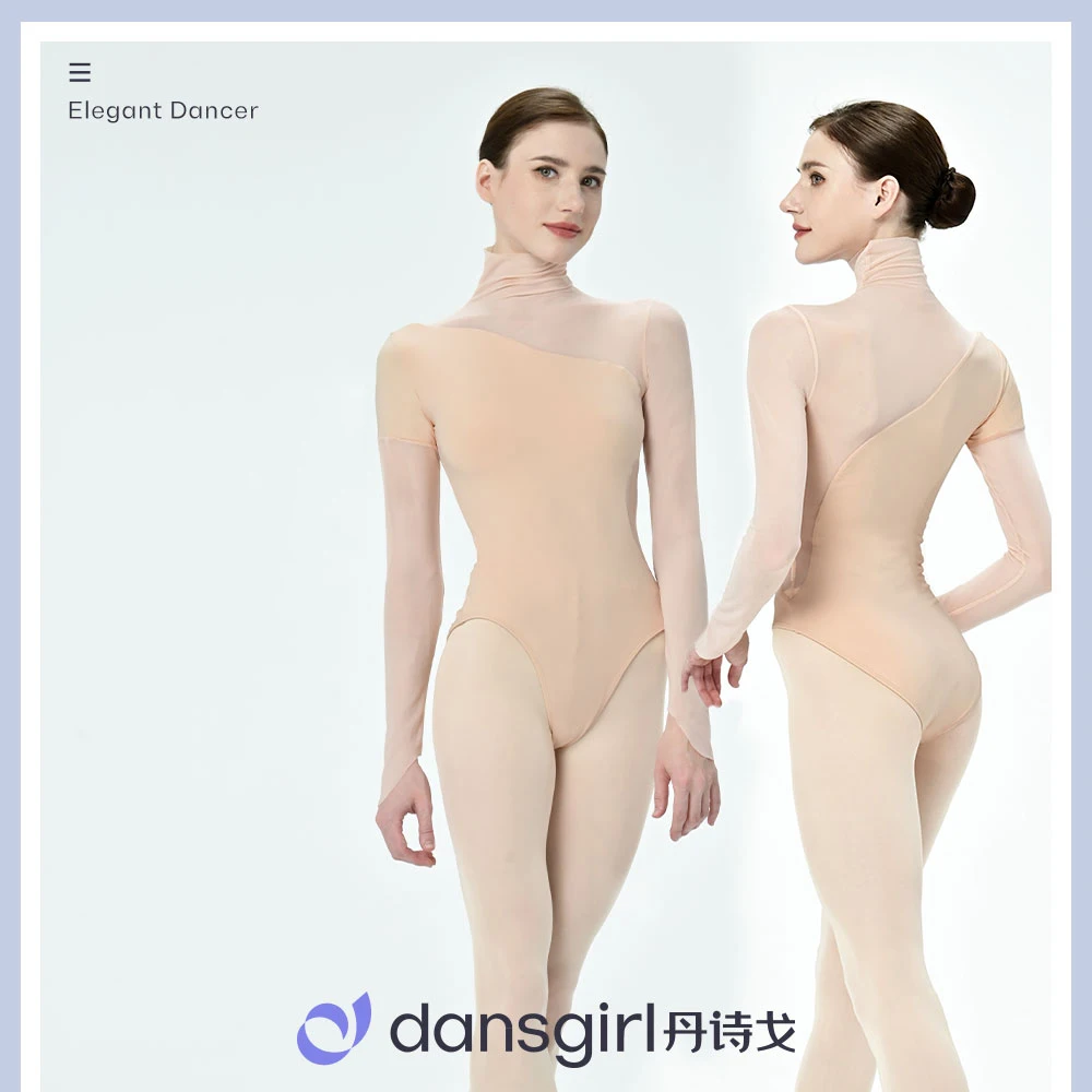 Justaucorps de Ballet pour femmes, robe d'entraînement, robe de spectacle de gymnastique à col haut, robe de Yoga pour adultes