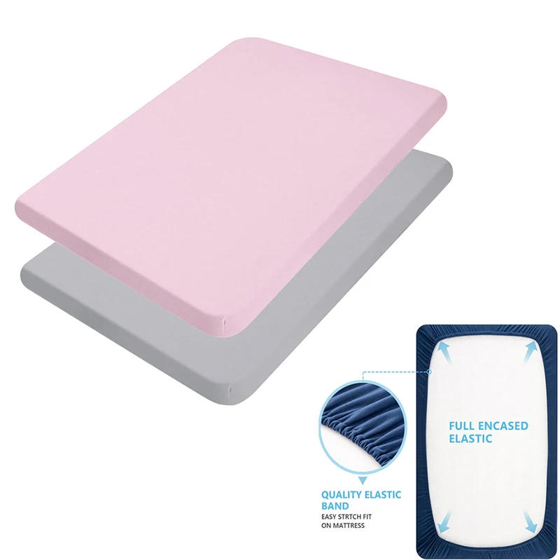 1PCS Baby Breathable Microfiber Mini Crib Fitted Sheets for Pack N Play Toddler Bed Sheet Playard Mattress Cover Solid Color