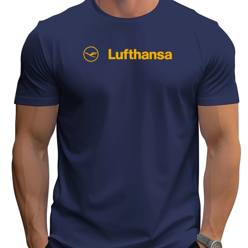 

Хлопковая футболка мужская летняя модная футболка европейского размера Lufthansa Airlin новая мужская черная футболка хлопок 100%