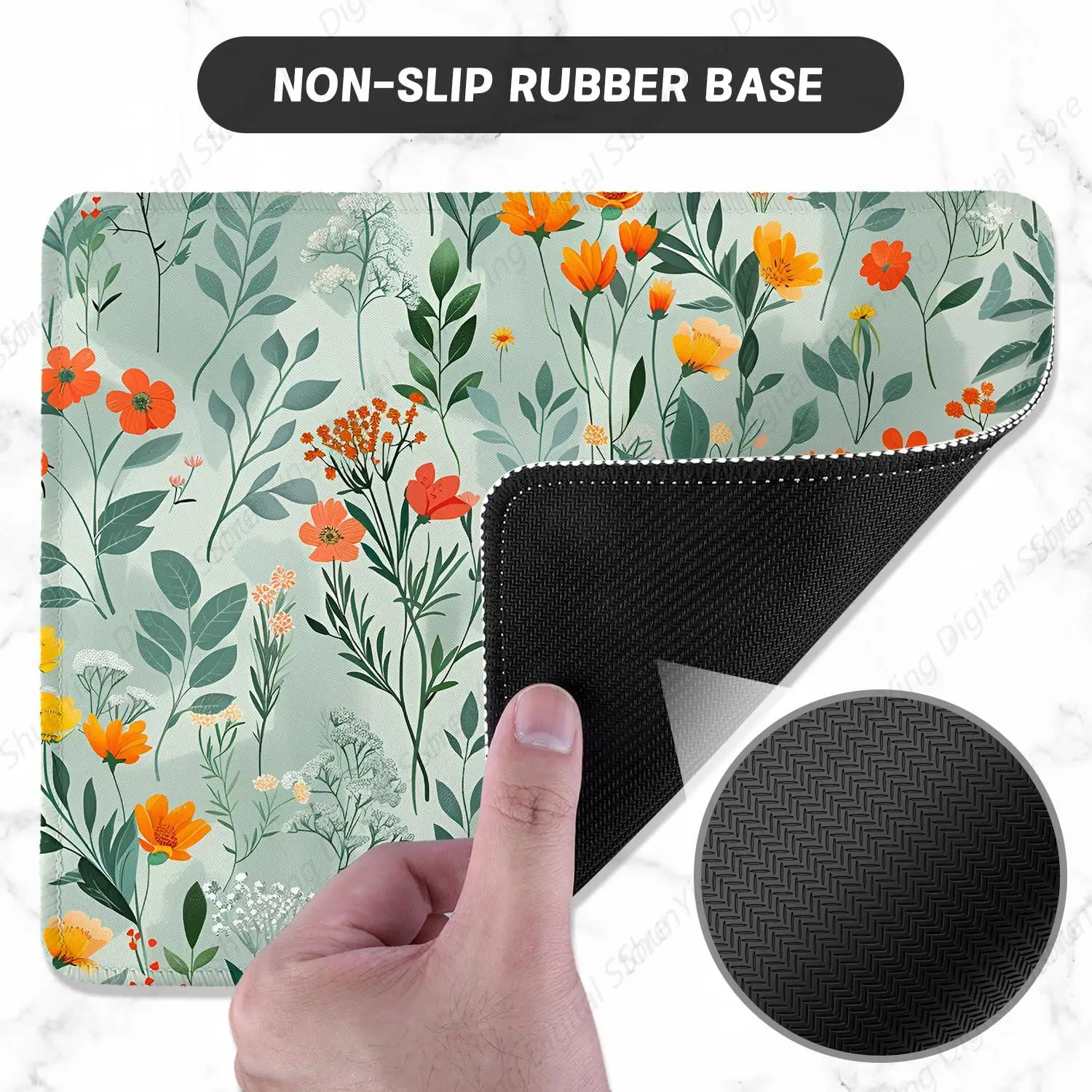 Desktop Mouse Pad With Anti Slip Rubber Stitching Edge High-End Texture Laptop Gaming Mouse Pad Beautiful Flower Pattern