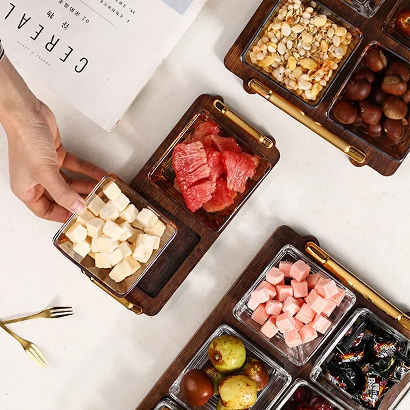 Household Dried Fruit Plate KTV Glass Fruit Tray Creative Pane Dried Fruit Dish Dim Sum Candy Box Snacks Placed on The Plate