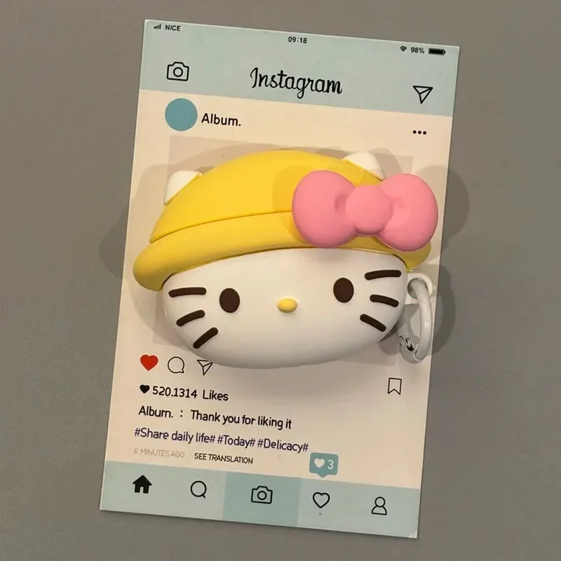 Hello Kitty Case for AirPods1/2/3 Earphone Cute Cartoon Anime Personality Originality Protective Conspicuous Popular Silicone