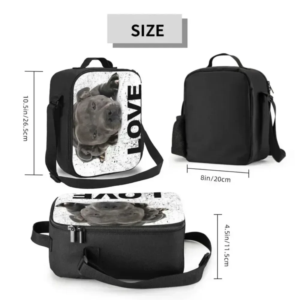 Bonito staffordshire bull terrier cão amor térmico isolado almoço sacos feminino animal resuable almoço tote para a escola bento caixa de comida