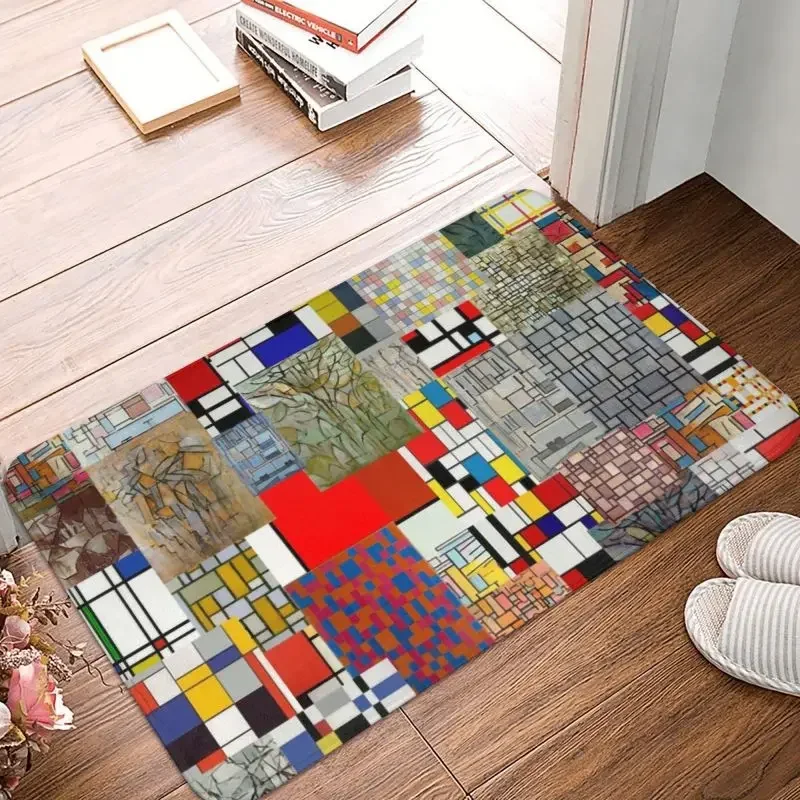 1PCPiet Mondrian De Stijl Abstract Art Front Door Floor Entrance Mat Indoor Bathroom Kitchen Doormat Bedroom Carpet Rug