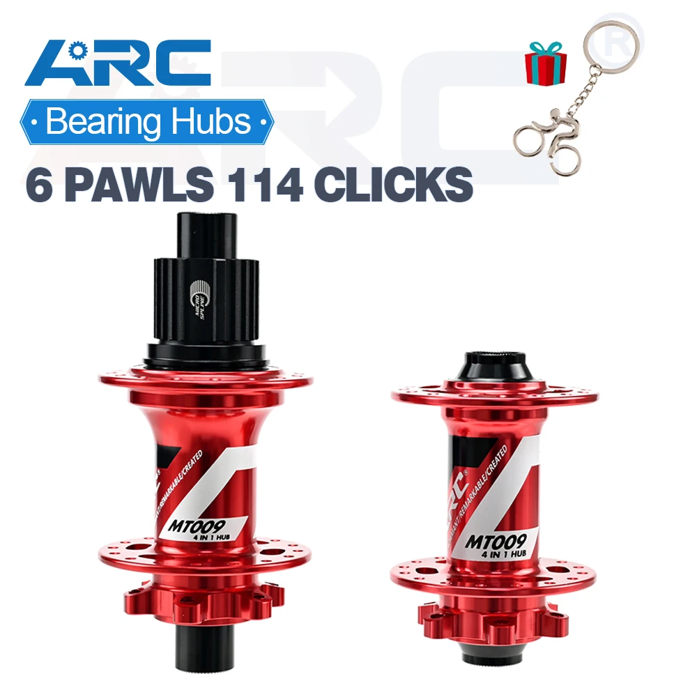 ARC MTB Hub for Mountain Bike, 6 Pawls, 114 Click, Micro Spline, 9x100, 15x100, 10x135, 12x142, Quick Release, 8, 9, 10, 11, 12v