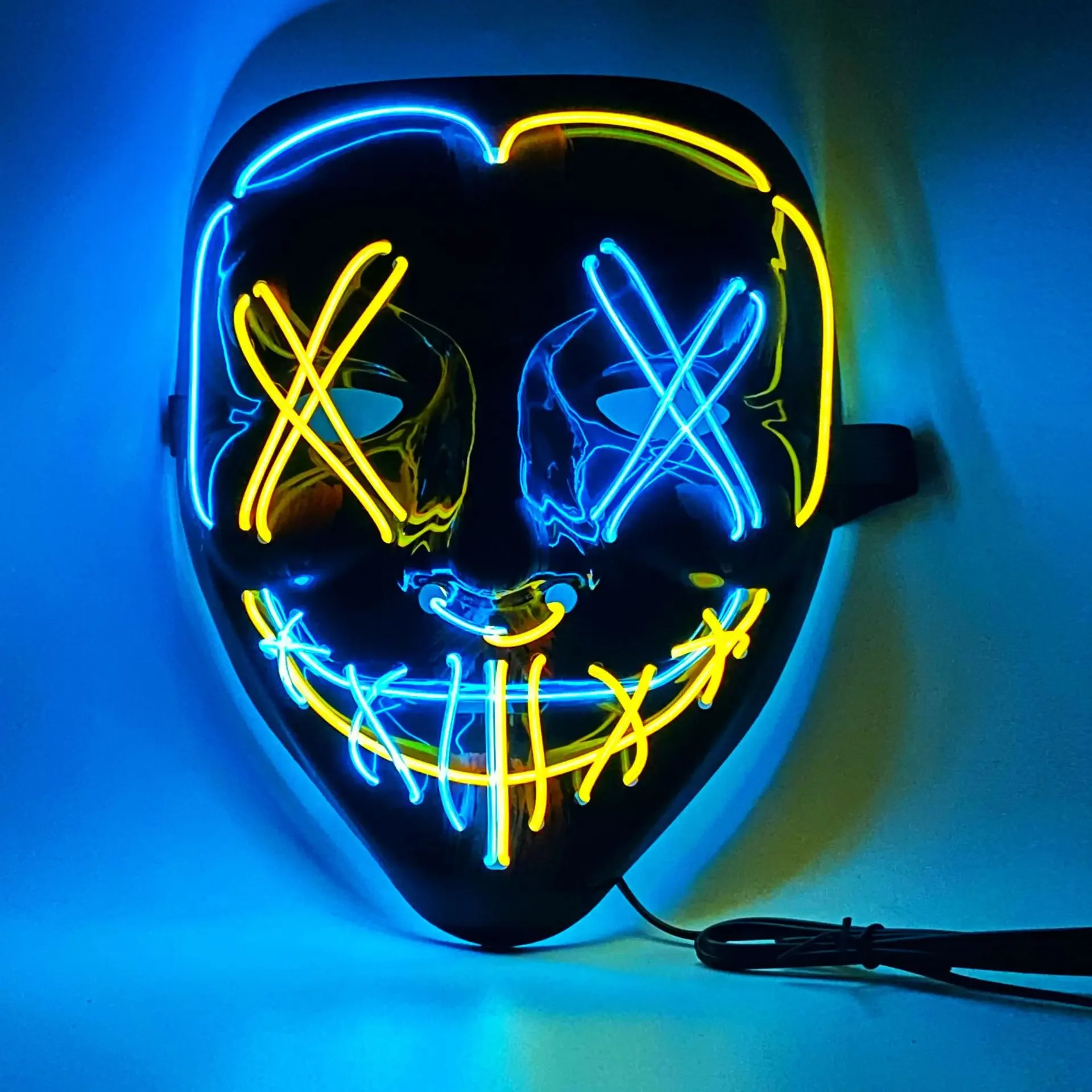 Halloween Mask Scary Halloween  Glowing in Dark Coldplay Light Up Purge Mask Halloween Masquerade Party LED Face cosplay  Masks