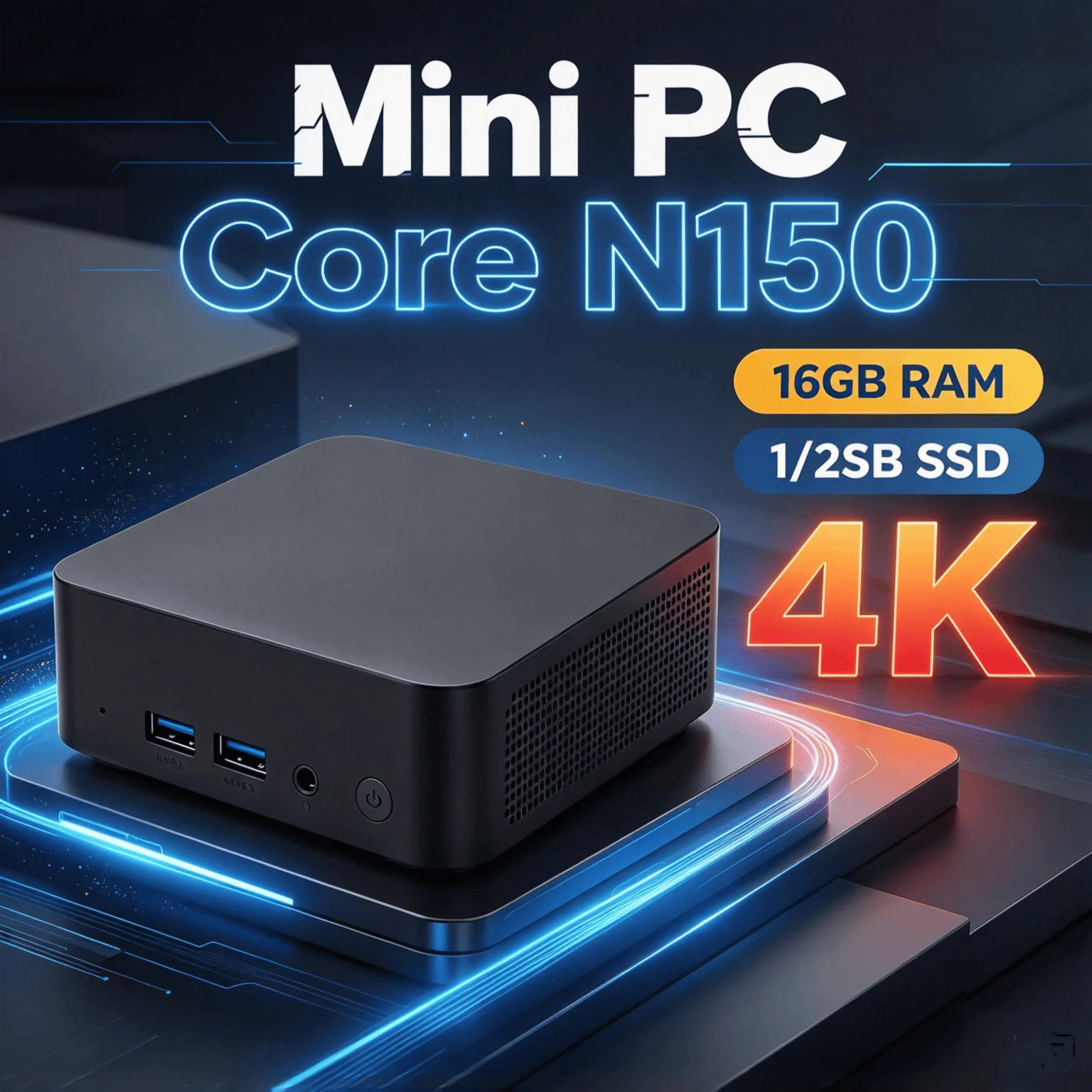 intel-n150搭載ミニpc。16gbメモリ、1tb-2tb-ssd、wi-fi-6、トリプル4k出力。オフィス、学習、ホームシアター、プロユースに最適なコンパクトデスクトップ。
