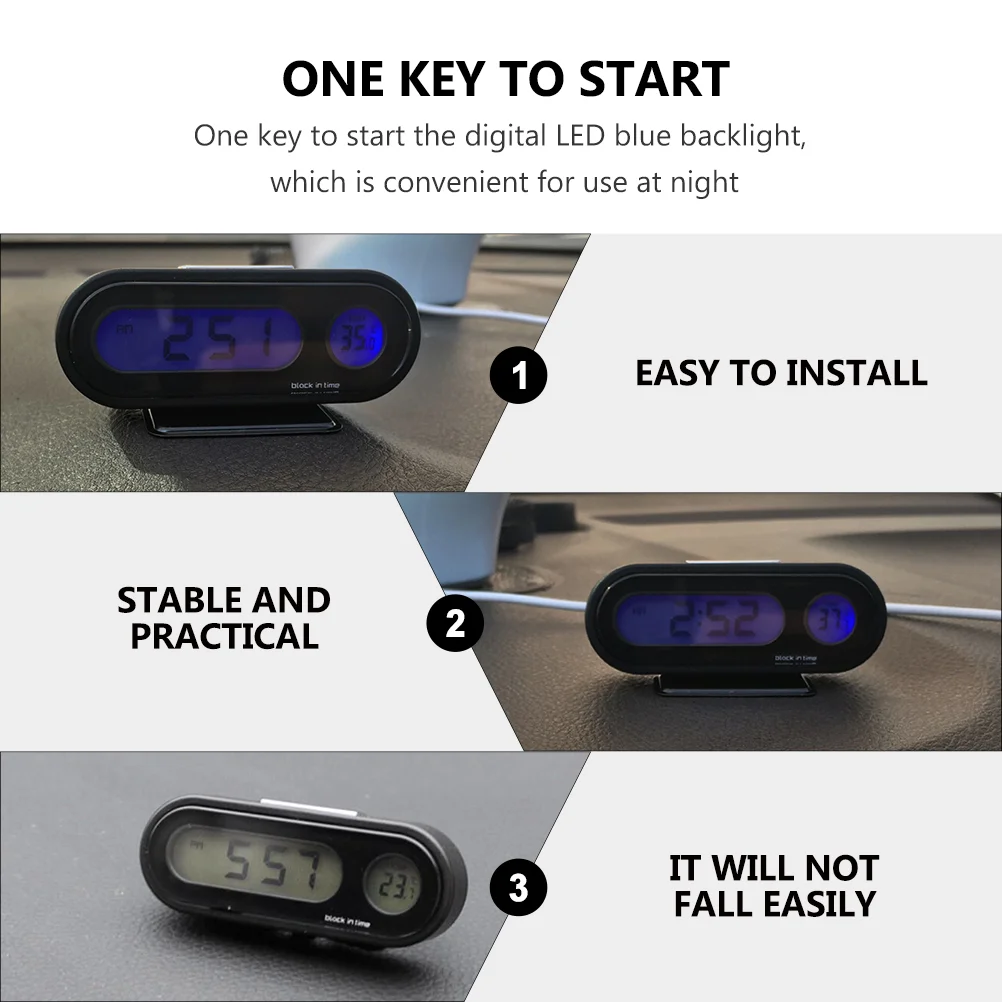 Termometro per auto multifunzione Monitor digitale della temperatura del sedile Mini orologio in ABS luminoso