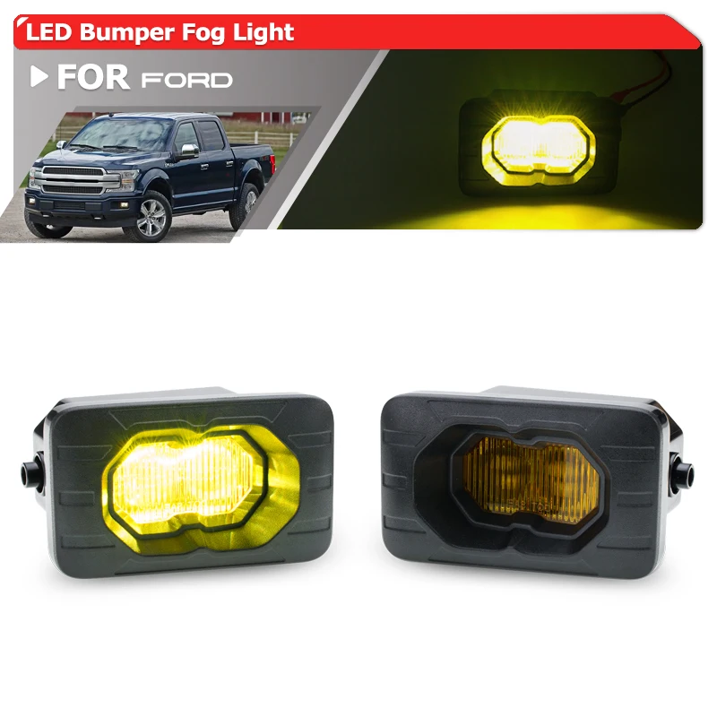 For Ford F-250 F-350 F-450 F-550 Super Duty 2017 2018 2019 2020 2021 2022 F-150 4300K Yellow LED Offroad Driving Fog Lights