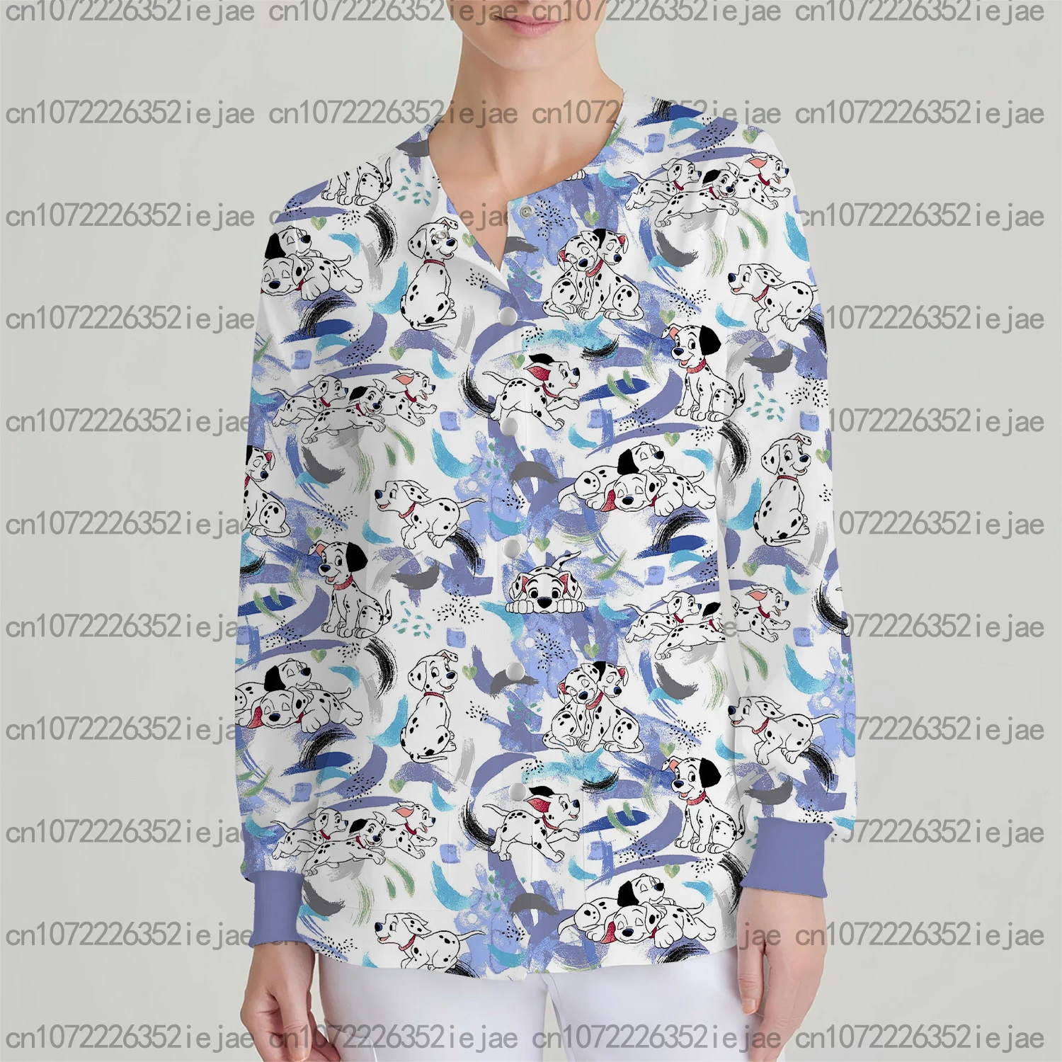 

Новинка 2025 года, куртка на кнопках с мультяшным животным принтом Диснея, осенне-зимняя свободная и удобная женская рабочая одежда для салона красоты