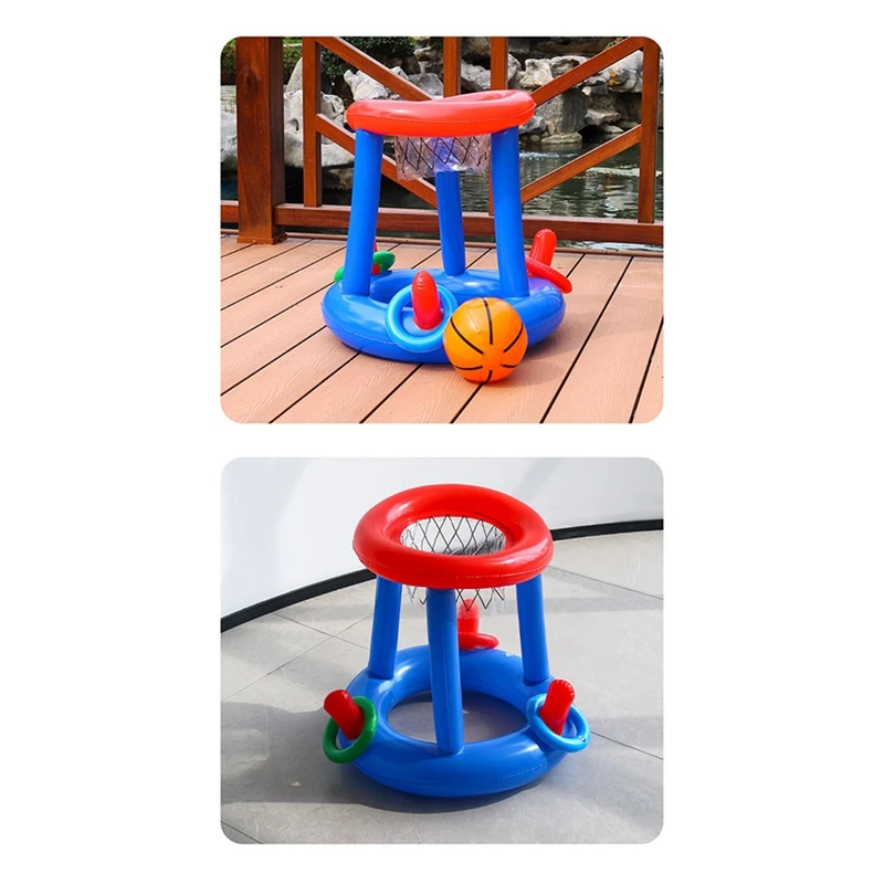 Inflatable Pool Ring Toss Watersport Inflatable Basketball Hoop Inflatable Ring Toss For Kids Adults Summer Pool