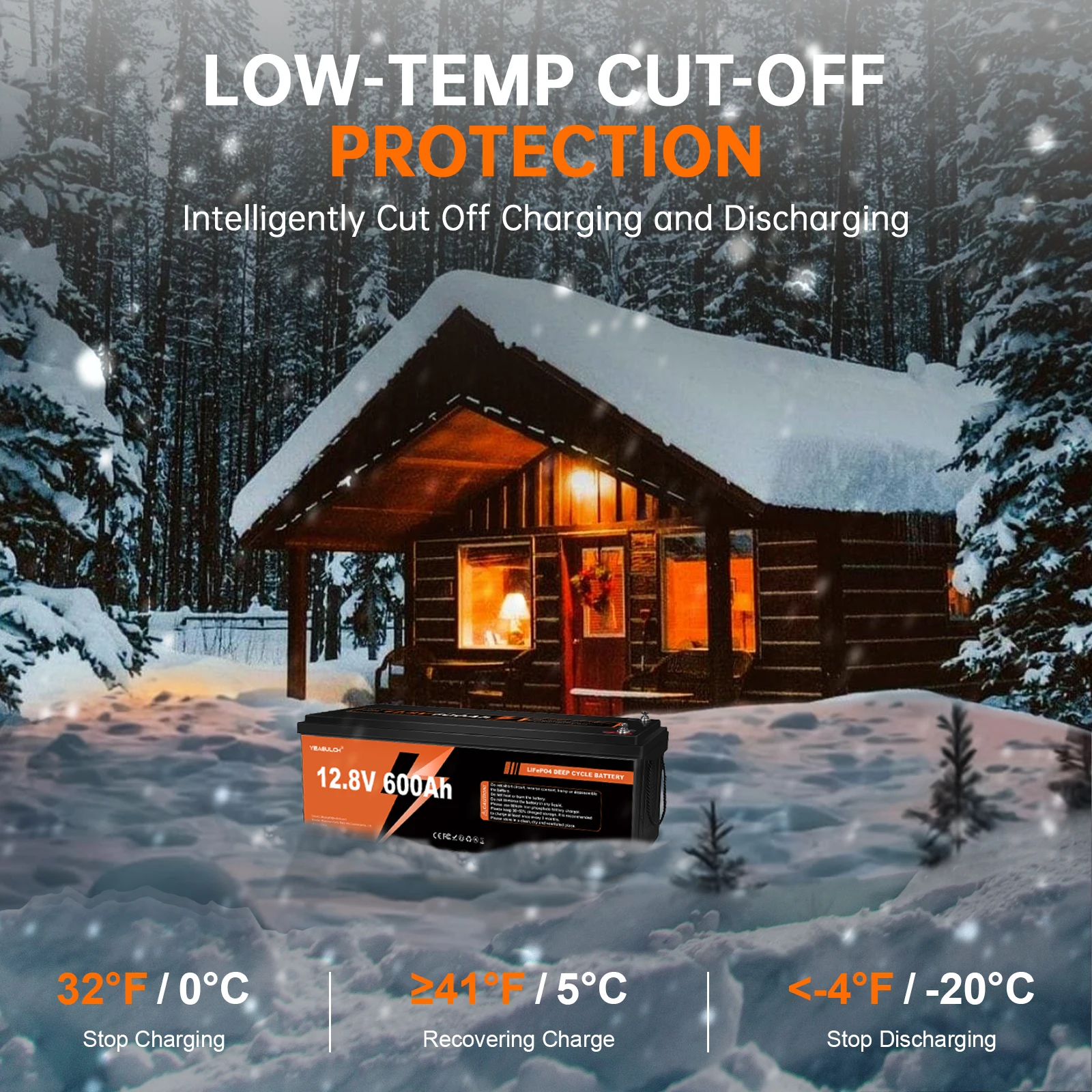 بطارية ليثيوم Yeagulch 12V 100Ah 200Ah 300Ah 314Ah 400Ah 600Ah LiFePO4 مع نظام BMS الشمسي خارج الشبكة تخزين الطاقة المنزلية RV #4