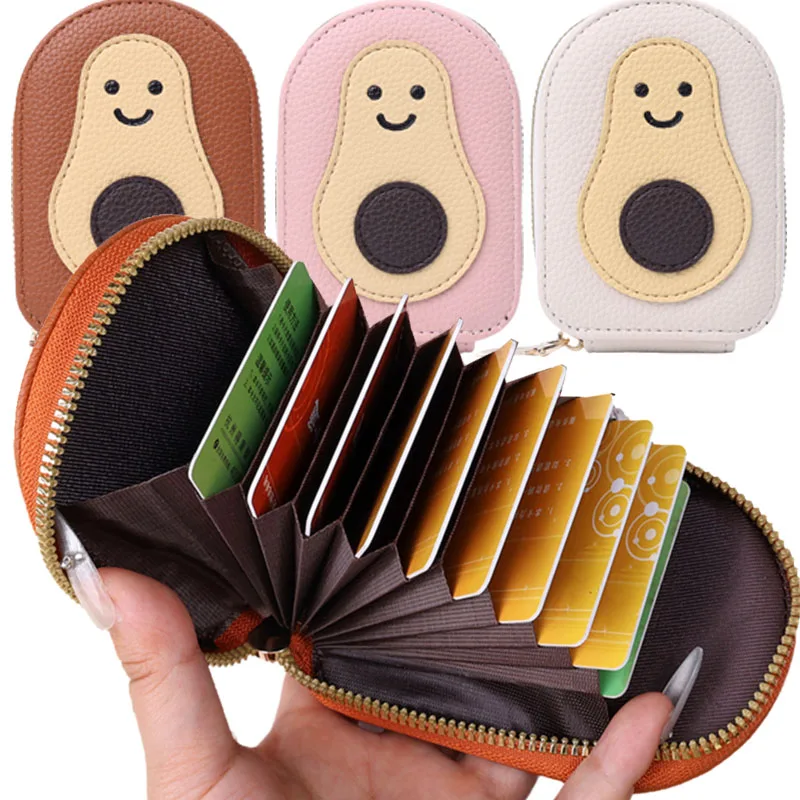 

Fashion Cartoon Mini Card Wallet Solid Color PU Leather Coin Key Storage Bag Creative ID Card Holder Anti-degaussing Case