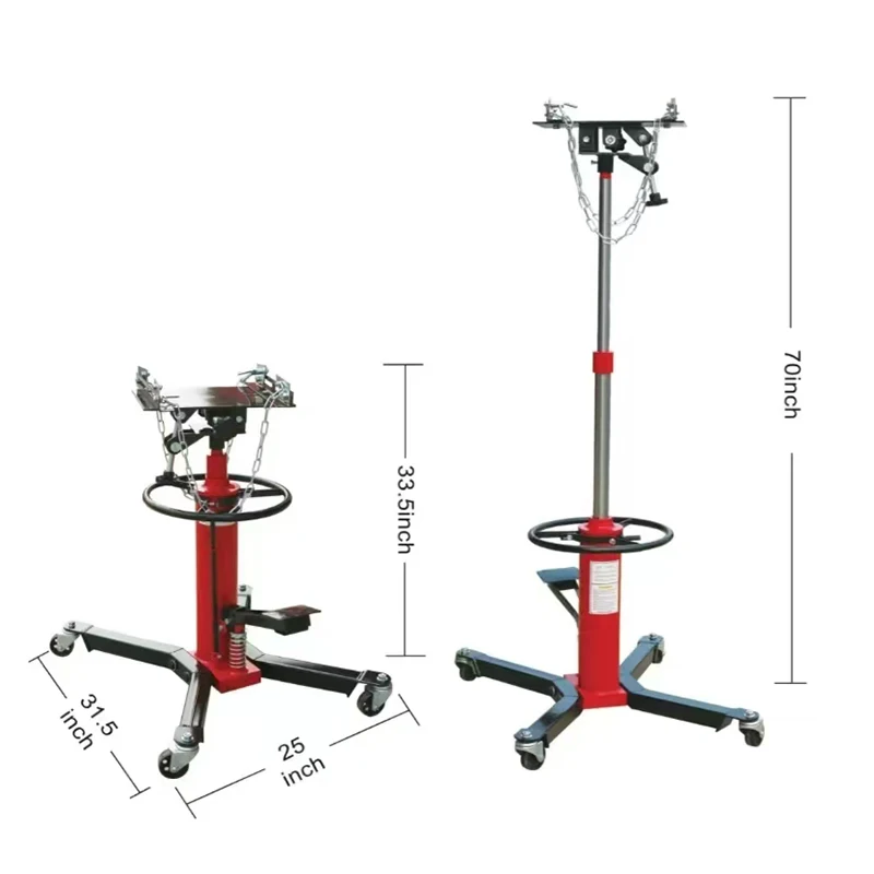 High Quality 0.5T Garage Lifting Heavy Machinery Pneumatic Telescopic Semi Truck Transmission Jack with Safety Features