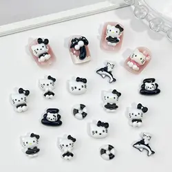 Sanrio Black Skin Swimming Ring Hello Kitty Anime Cartoon Nail Art Decorations Acrylic Charms Colorful DIY Manicure Tools Parts