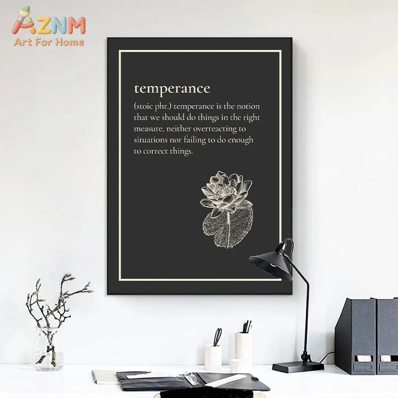 AZNM Stoic Philosophy Quote Canvas Wall Art Black White Wisdom Courage Justice Memento Mori Owl Skull Print Unframed Canvas Mini
