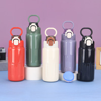 500ml Stainless Steel Thermos Cup With Bouncing Cap Straw And Handle,Outdoor Double-layer Vacuum Flasks,Simple Gift Water Bottle