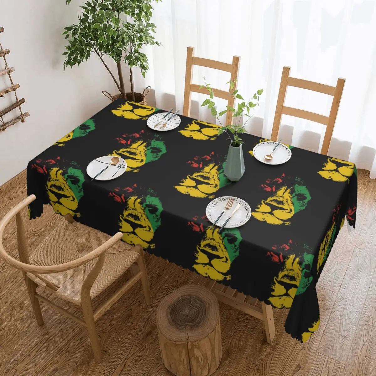 Rastafarian Flag Lion Tablecloth Restaurant Kitchen Rectangular Tablecloth Festival Party Tablecloth Outdoor Dining Table Cover