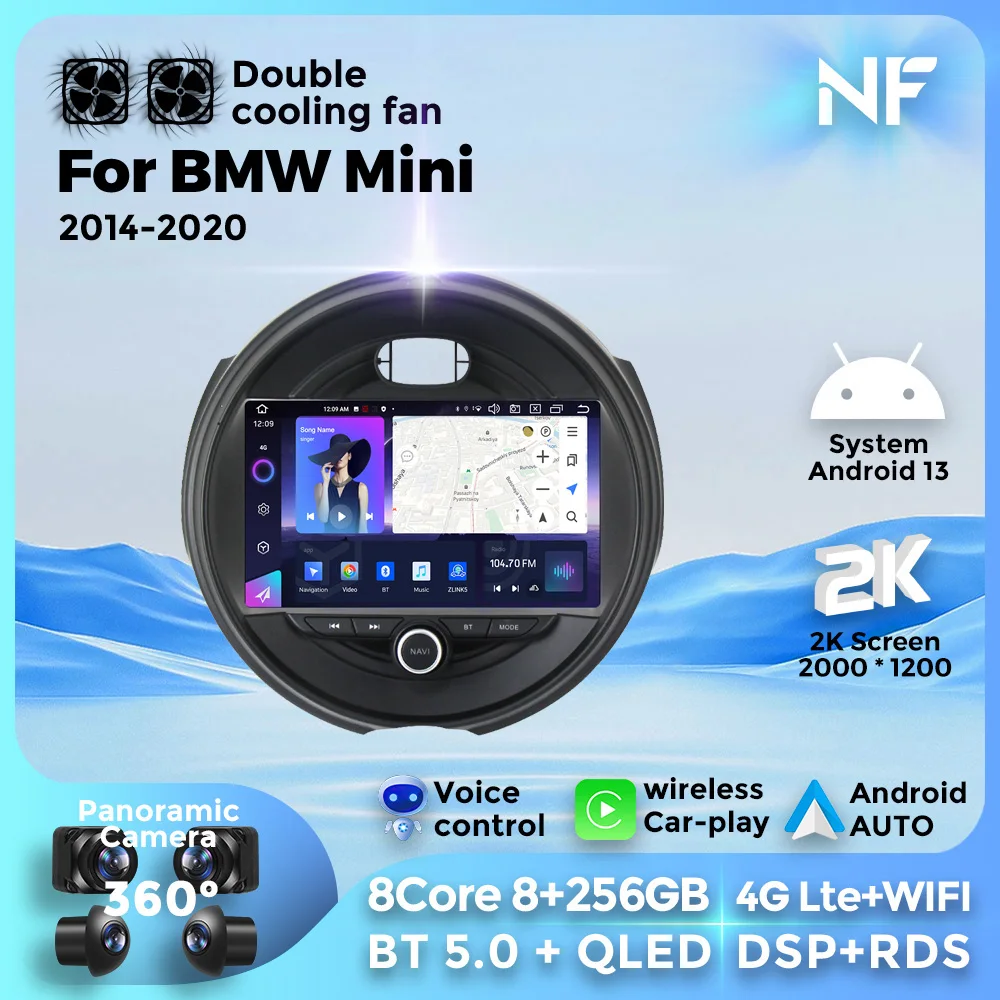 For BMW Mini Cooper 2014 - 2018 2019 2020 Android 13 Wireless Carplay Car Multimedia Video Radio Player GPS 4G LTE WIFI BT DSP