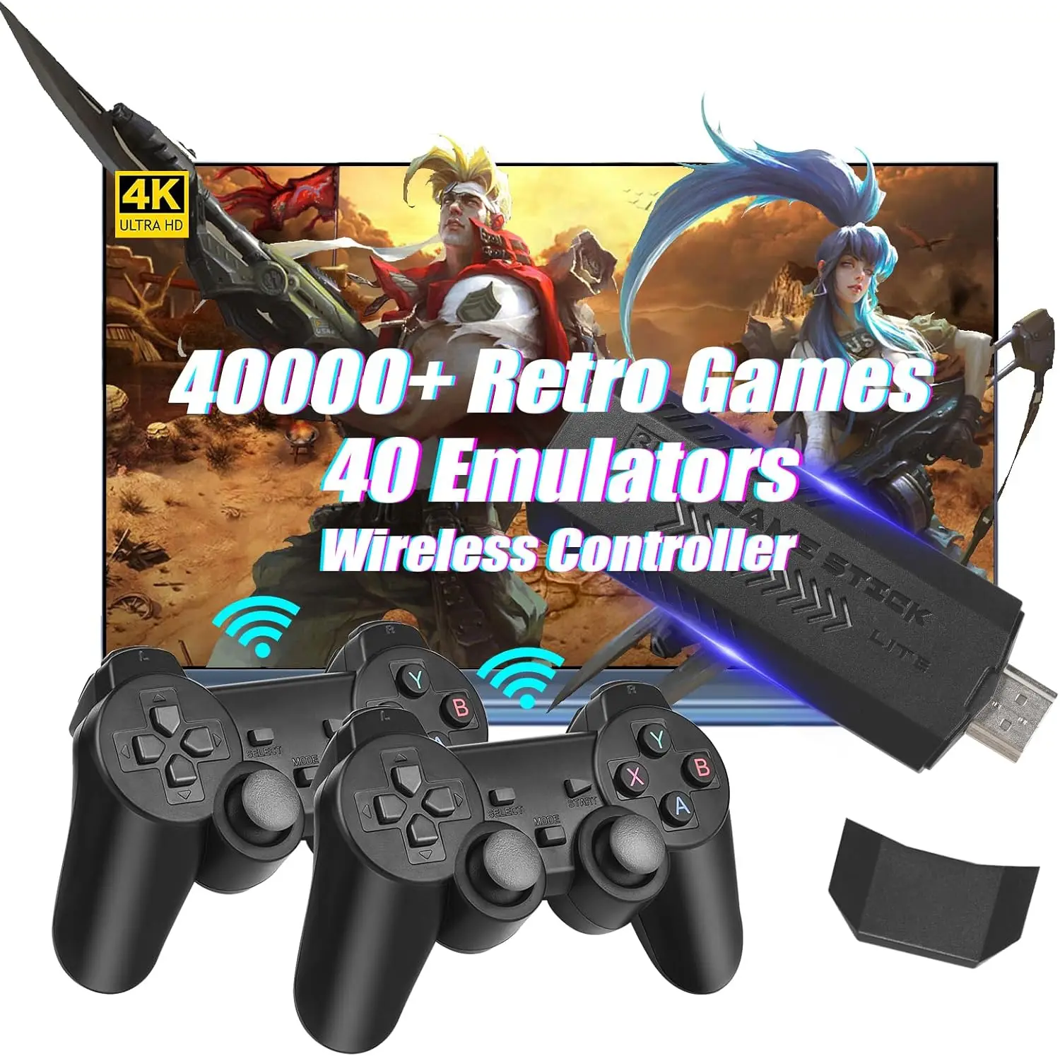 Retro Games Wireless Gamepads TV Video Game Console Machine 128GB Built In 40000+ Games Game Stick 4K X2 Plus for PSP/PS1