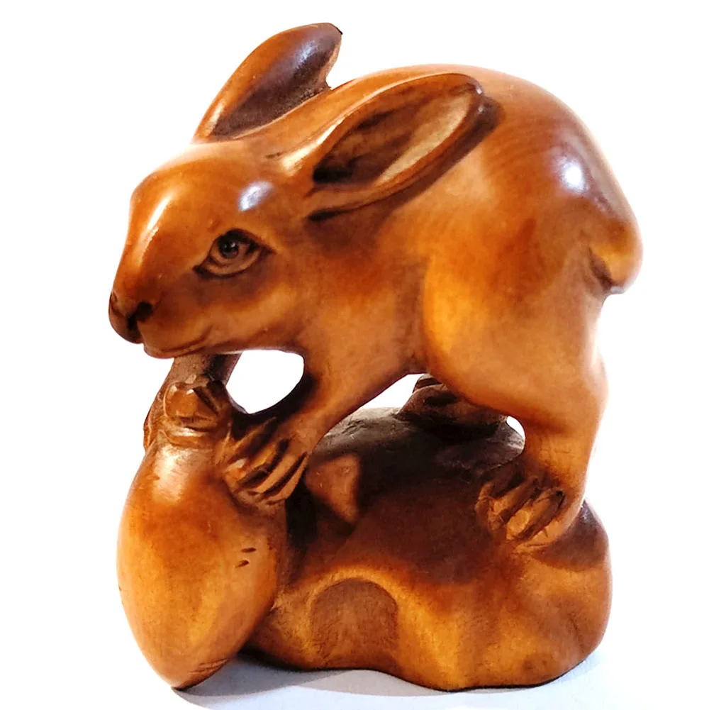 

Y8273 - 2 " Hand Carved Boxwood Netsuke Carving Figurine - Pretty Rabbit