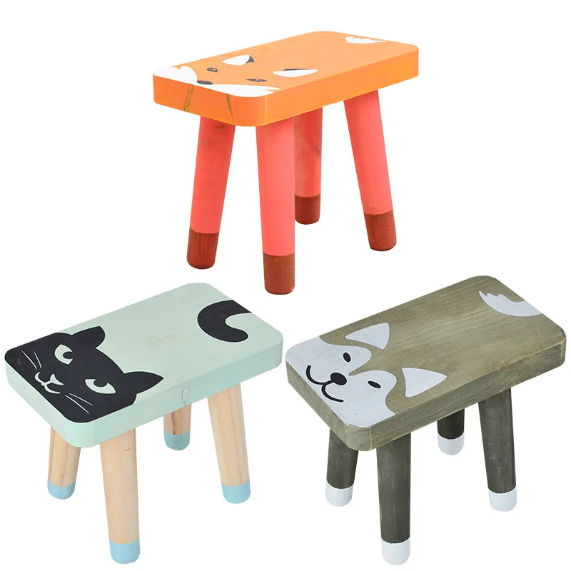 

Cartoon Stool Photography Props Solid Wood Personality Nordic Style Children's Room Home Scene Layout