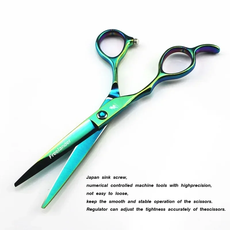 

6'' Left handed Green 440c hair scissors cutting, barber haircut thinning shears, hairdressing scissors professional japan