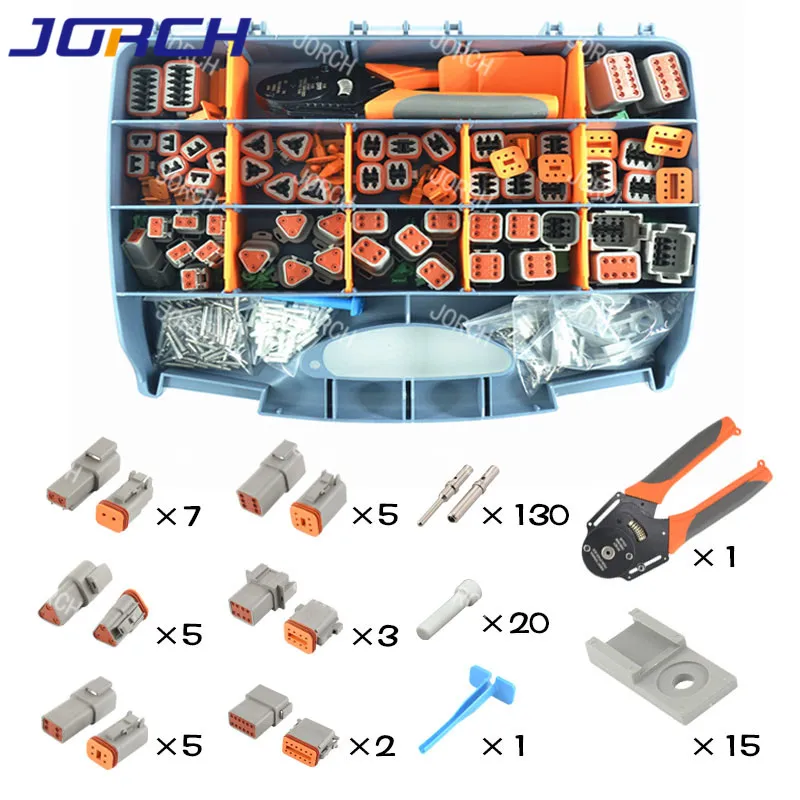 Kits de conectores automáticos impermeables DT Deutsch Series, contactos sólidos con herramientas de prensado y extracción, DT06-2S de DT04-2P, 2-12 Pines, DT06-3S