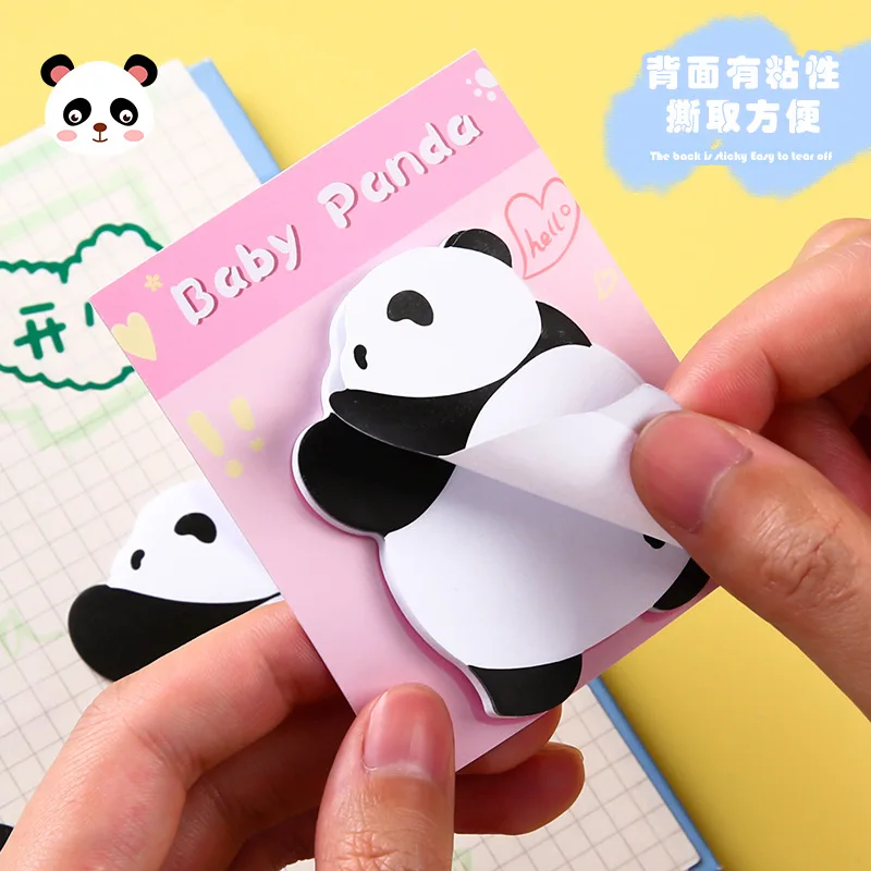 4set Kawaii Panda Self-Adhensive Memo Pads Sticky Notes Pad Cute Message N Times Sticky Office Stationery Supply