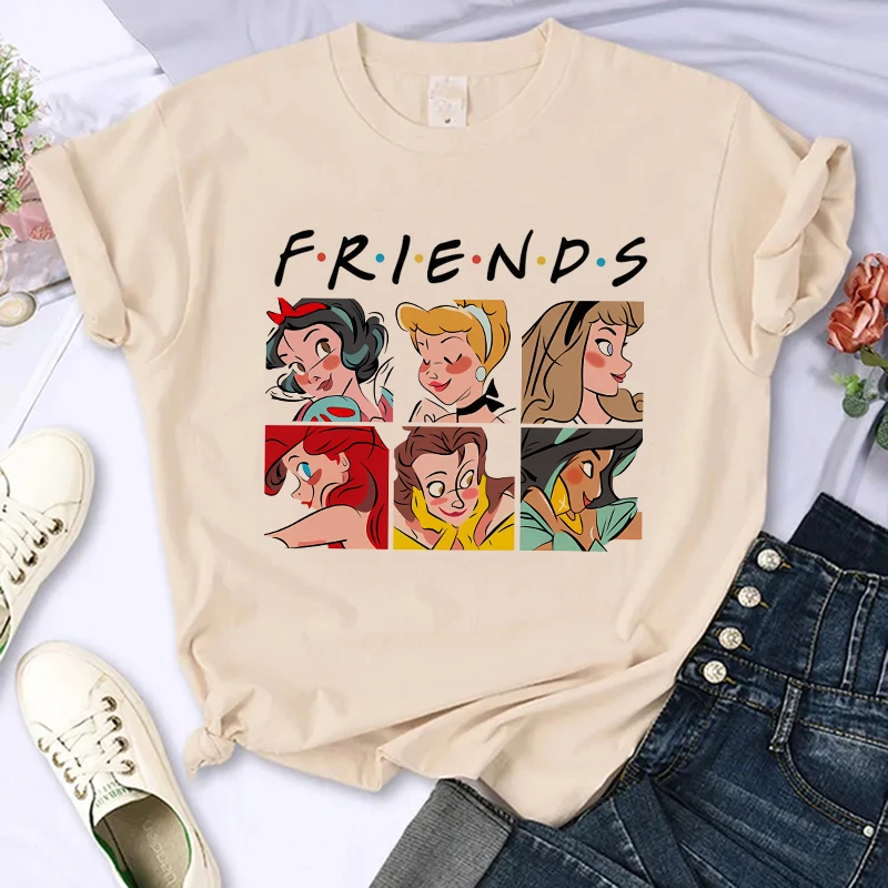 New in  Disney Princess T Shirt Women Harajuku 90s Cute T-shirt Funny Tshirt Female Clothes