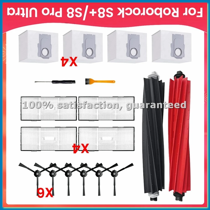 Accessories Kit for S8+/S8 Pro Ultra Robot Vacuum Cleaners Replacement Parts Main Side Brush HEPA Filters-A51M